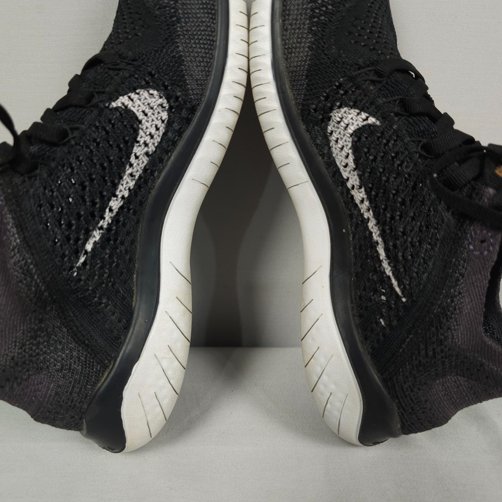 Nike Free RN Flyknit Shoes Women Size 7.5 Black Vast Grey Knit 2018 Running - Picture 11 of 16